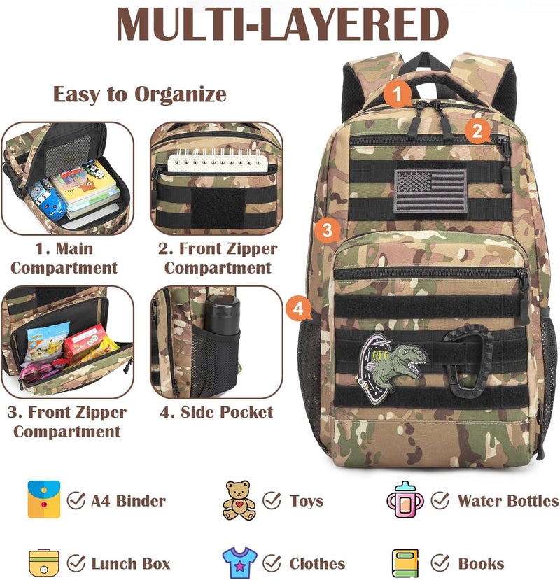 SunForMorning Kids Tactical Backpack Army Molle Bookbag Military Boys Backpack for School, Outdoor, Camping, CM - Image 3